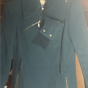 BCBGeneration Teal Trench Coat with Zipper Accents